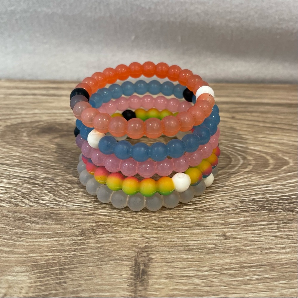 Lokai Silicone Beaded Bracelet Bubble Bead Stack of Five Multicolor